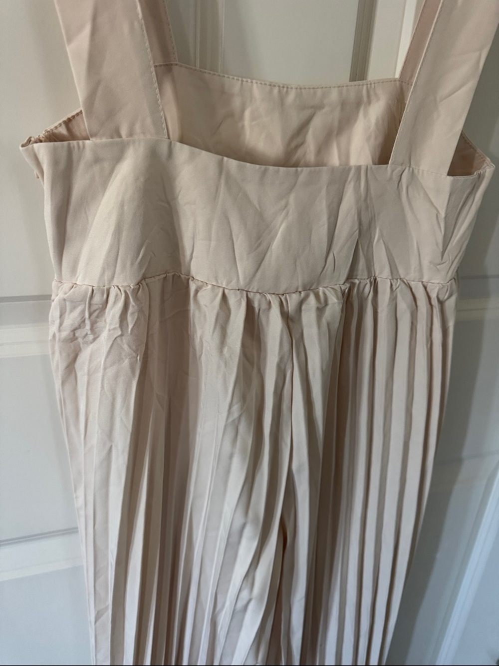 Women's Cream Wide-Leg Suspender Jumpsuit